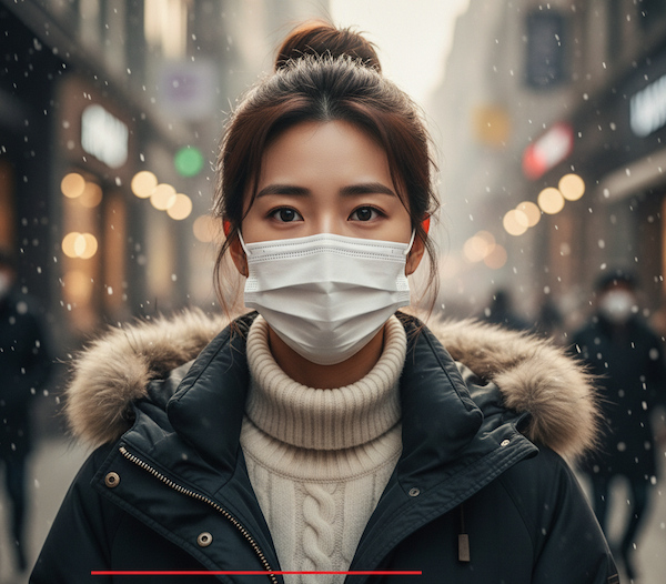 마스크를 착용한 여성